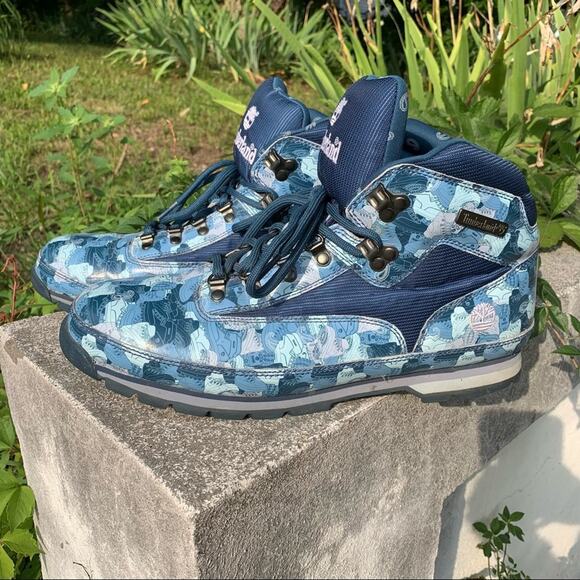 Timberland Euro blue camo boot pattern hiking boots 13M - Picture 8 of 10